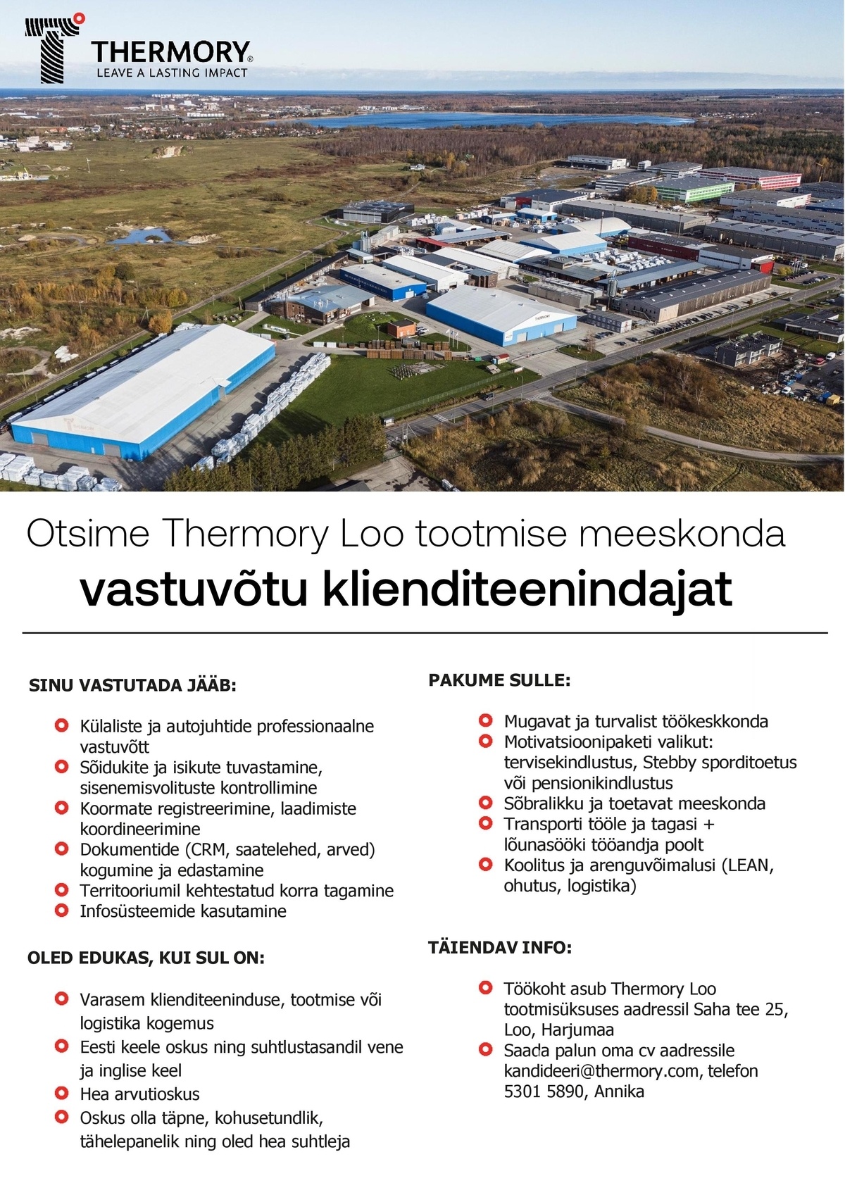 Thermory AS Vastuvõtu klienditeenindaja