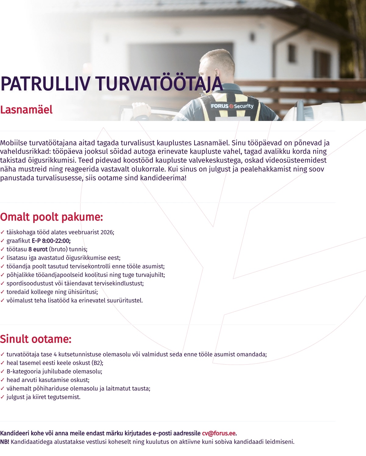 Forus Security AS Patrulliv turvatöötaja Lasnamäel