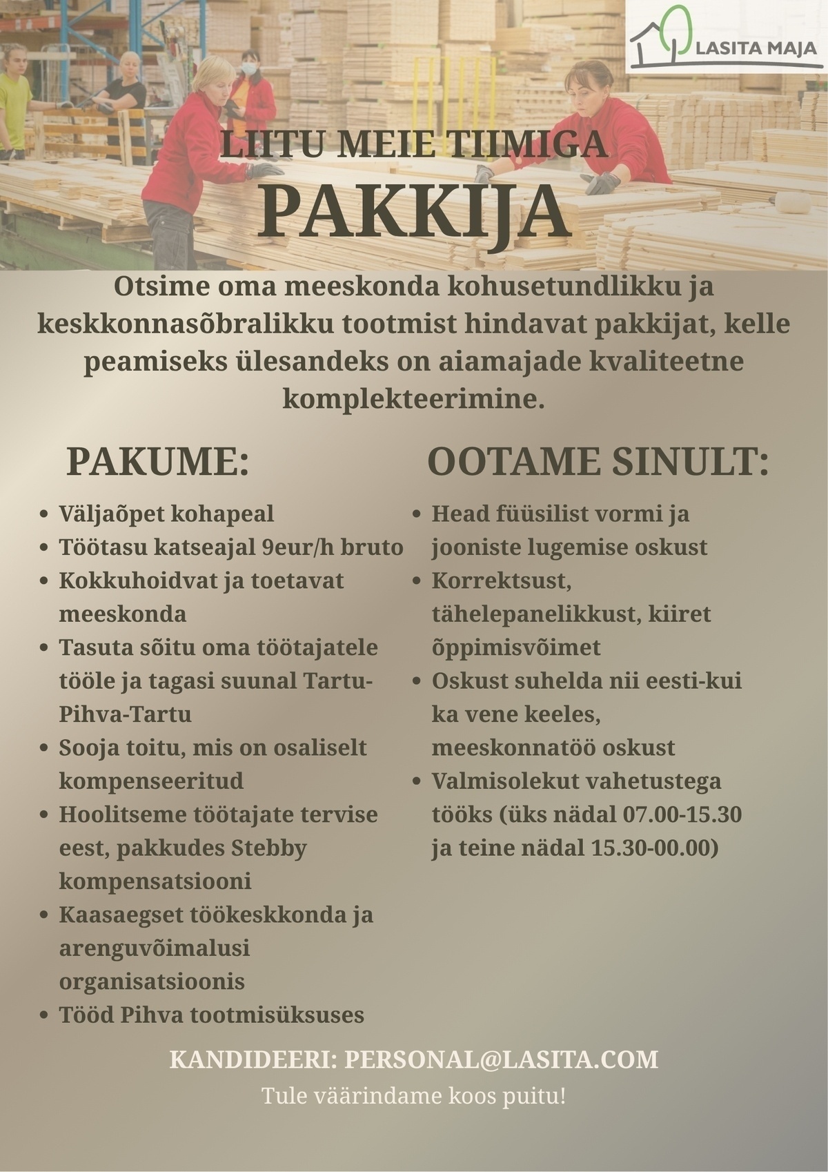Lasita Maja OÜ Pakkija