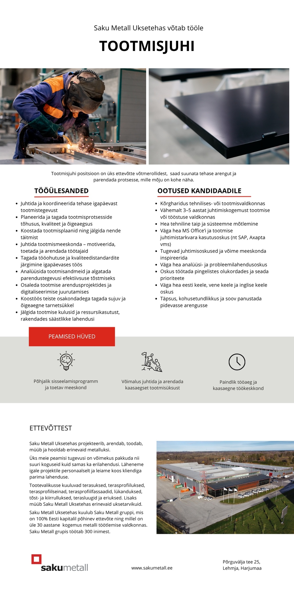 Saku Metall Uksetehas AS Tootmisjuht