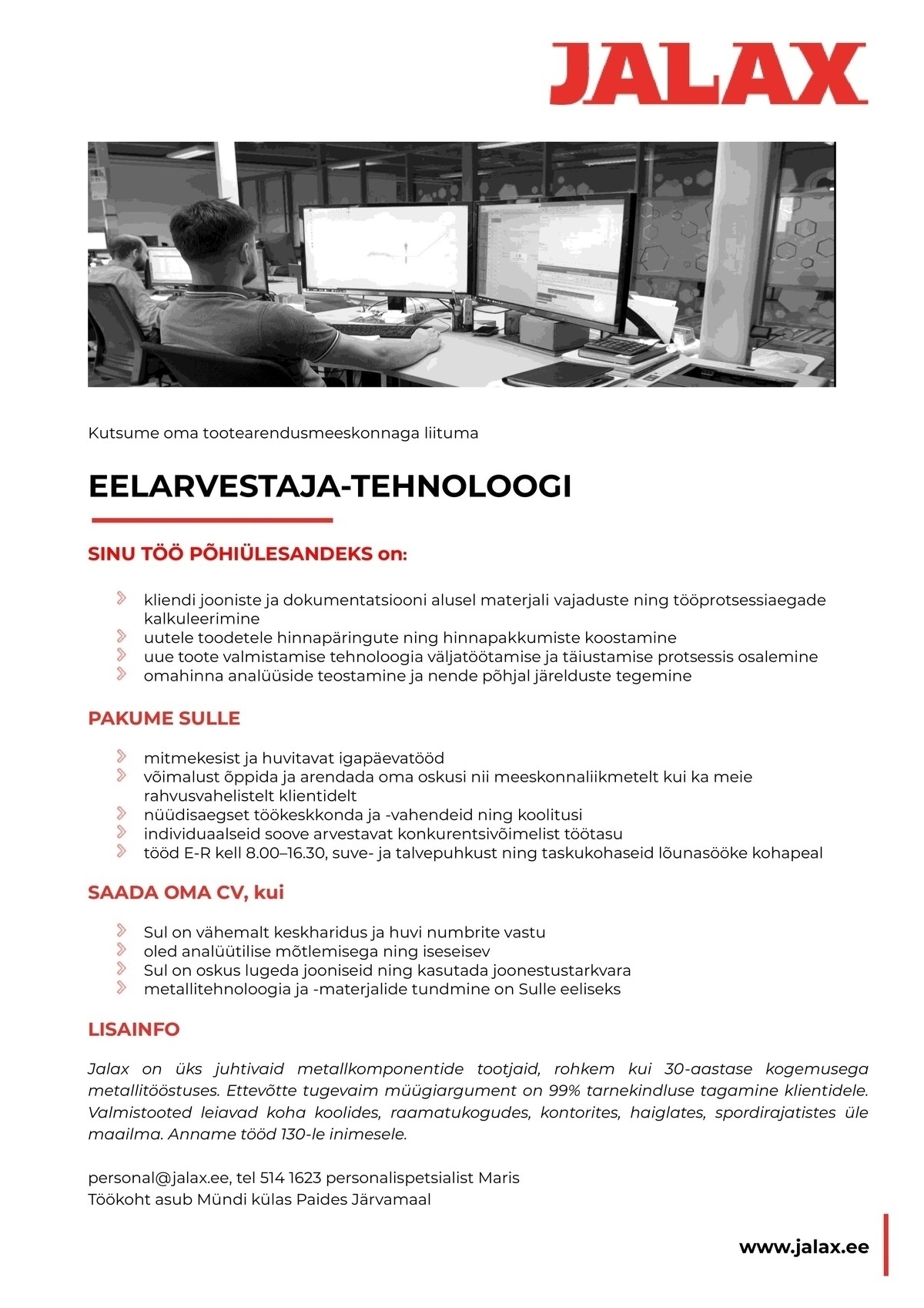 Jalax AS Eelarvestaja-tehnoloog