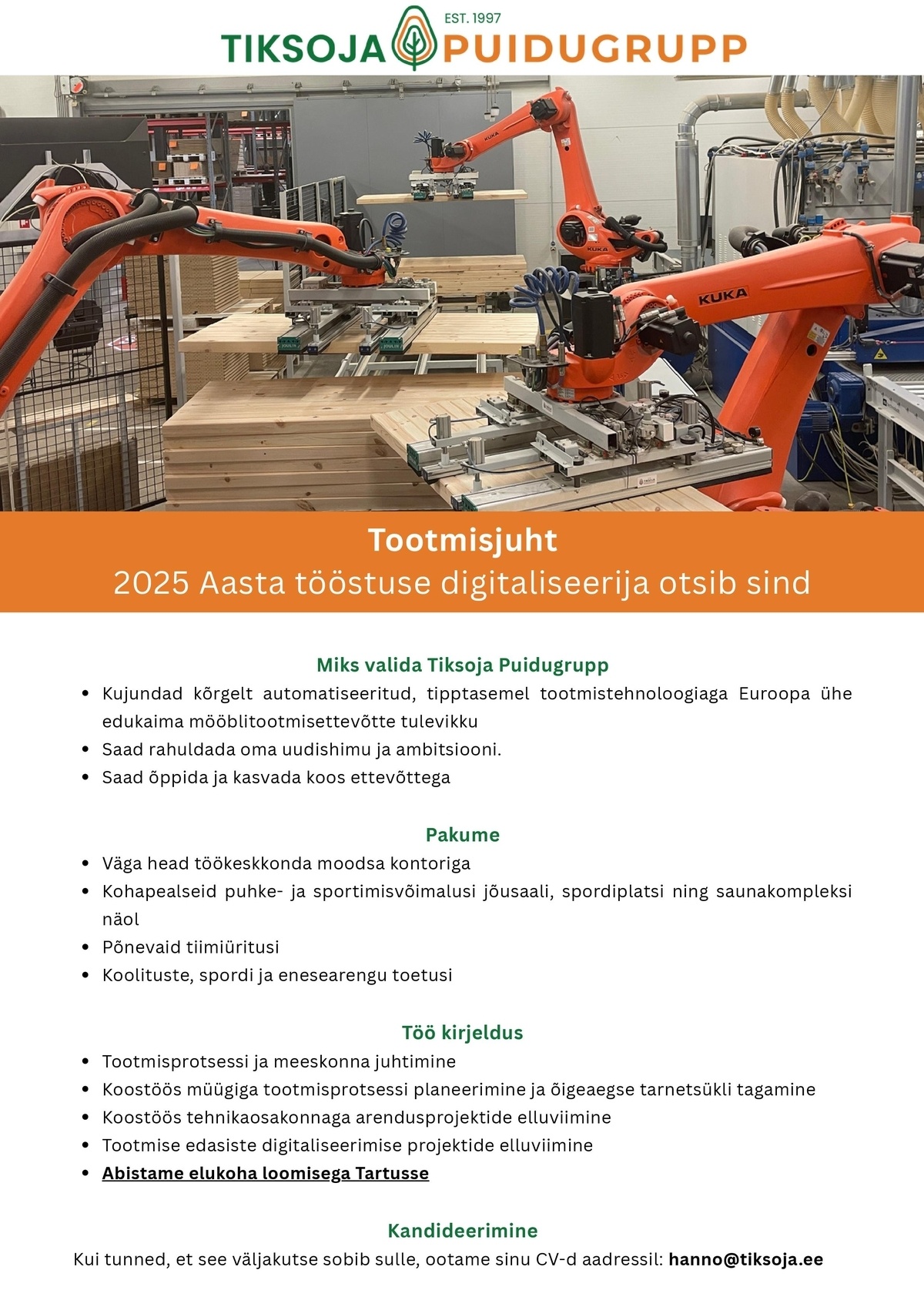 Tiksoja Puidugrupp AS Tootmisjuht