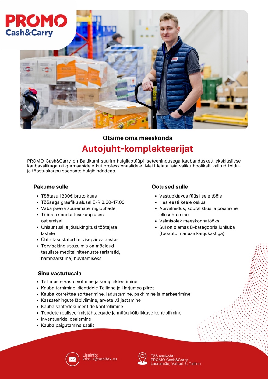 Sanitex OÜ Autojuht-komplekteerija Lasnamäe PROMO Cash&Carry hulgikaupluses