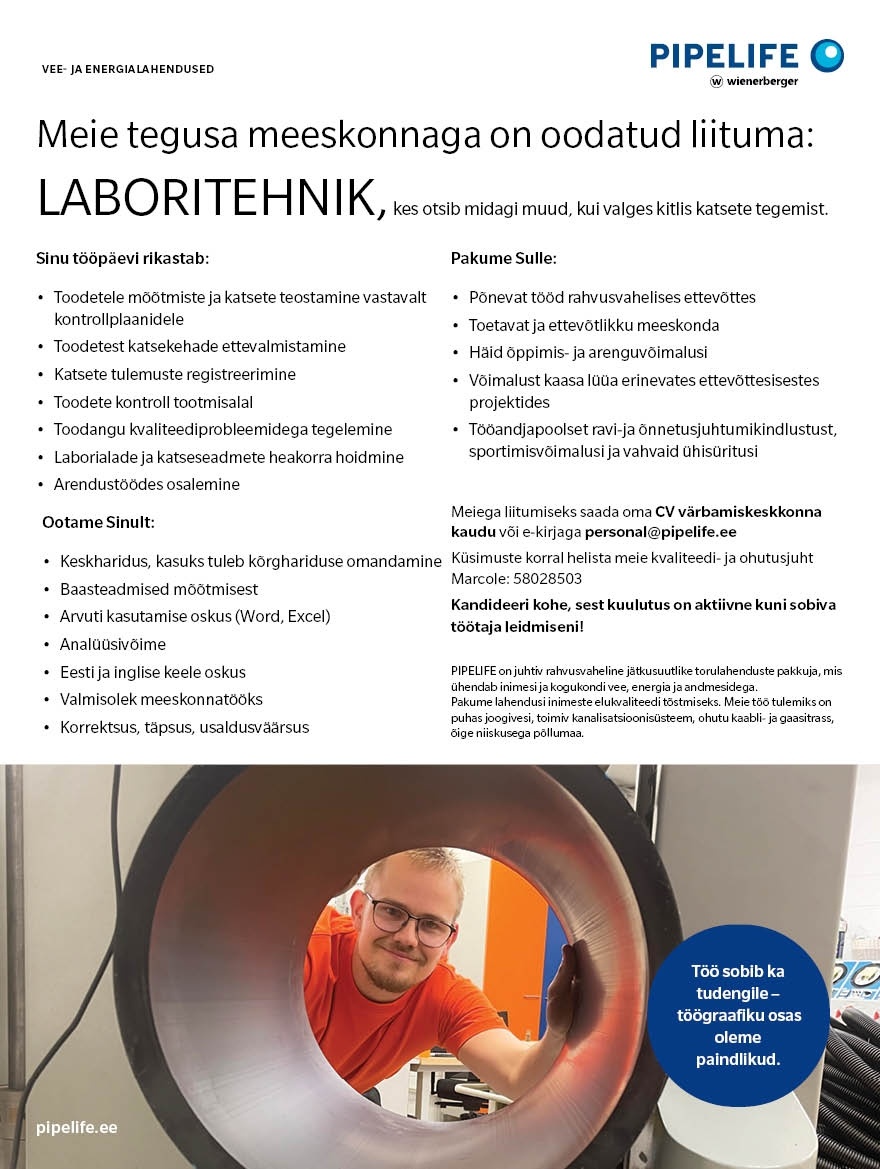 Pipelife Eesti AS Laboritehnik