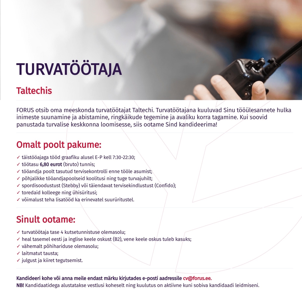 Forus Security AS Turvatöötaja Taltechis