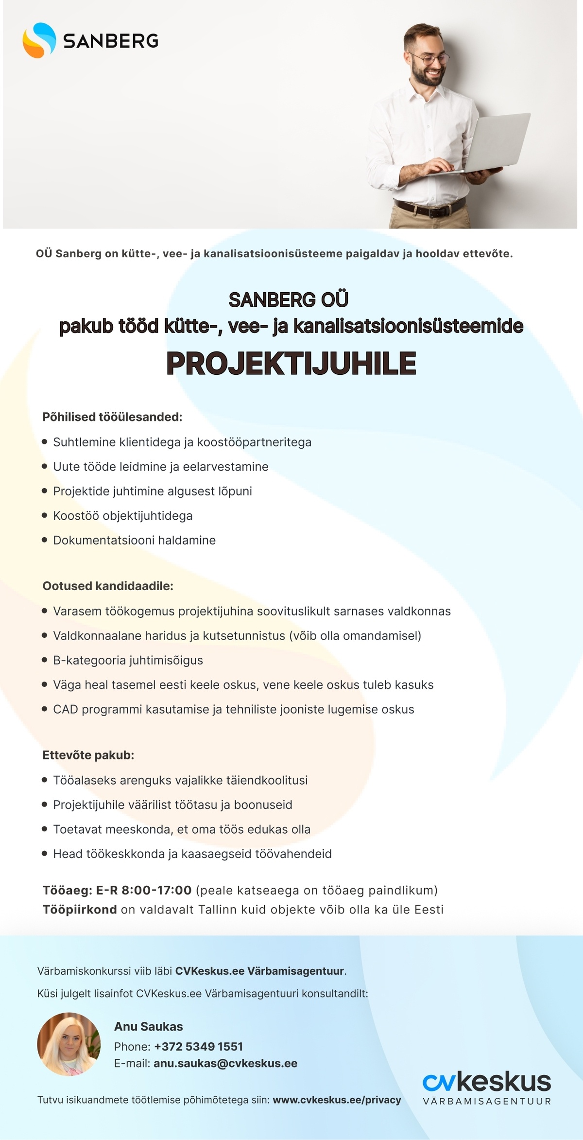 Sanberg OÜ PROJEKTIJUHT (kütte-, vee- ja kanalisatsioonisüsteemid)