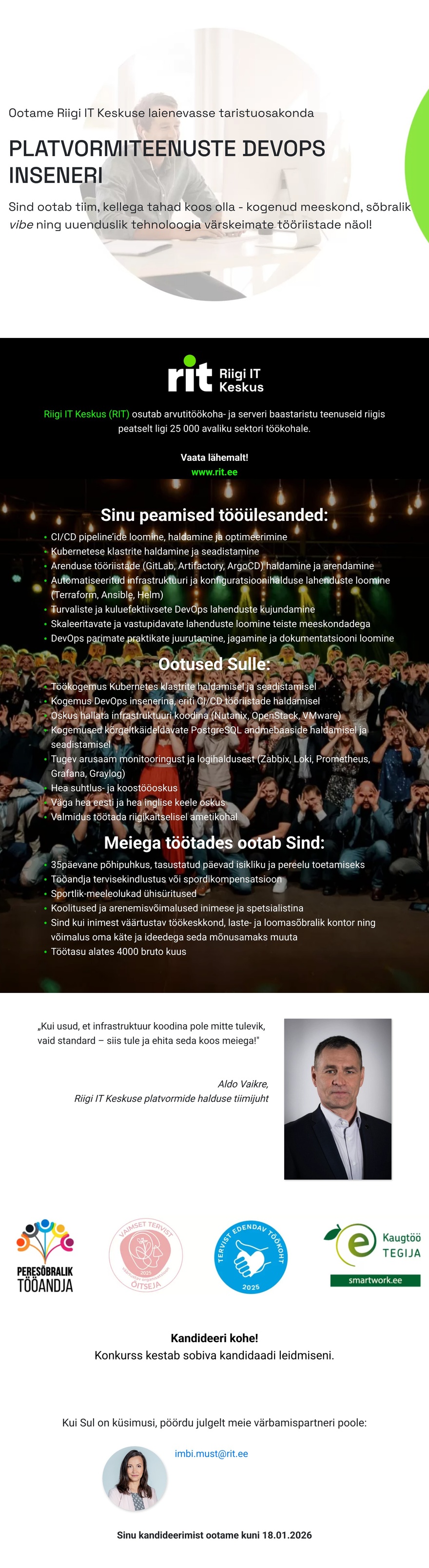 Riigi IT Keskus Platvormiteenuste DevOps insener