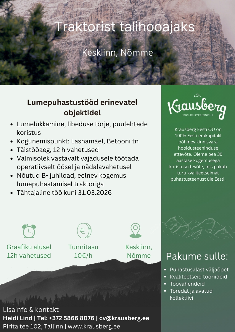 Krausberg Eesti OÜ Traktorist, Nõmme (tähtajaline)