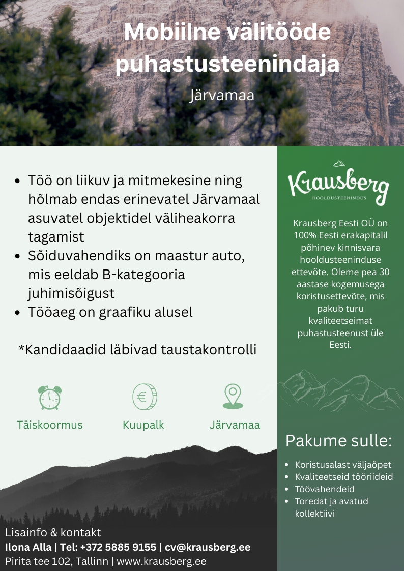 Krausberg Eesti OÜ Mobiilne välitööde puhastusteenindaja, Järvamaa