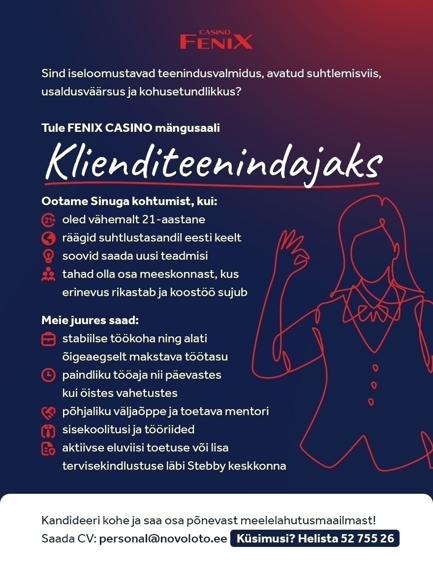 Novoloto OÜ Klienditeenindaja Tartu Fenix Casino