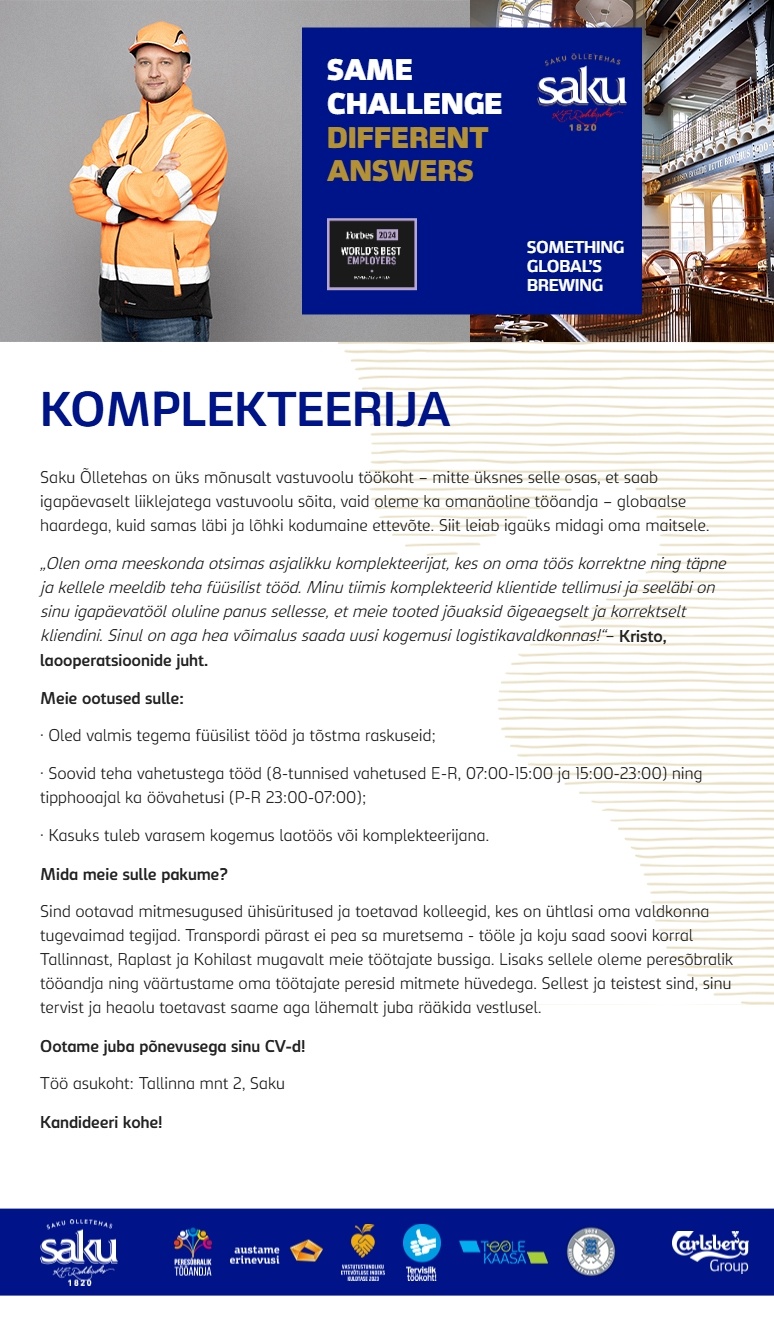 Saku Õlletehase AS Komplekteerija