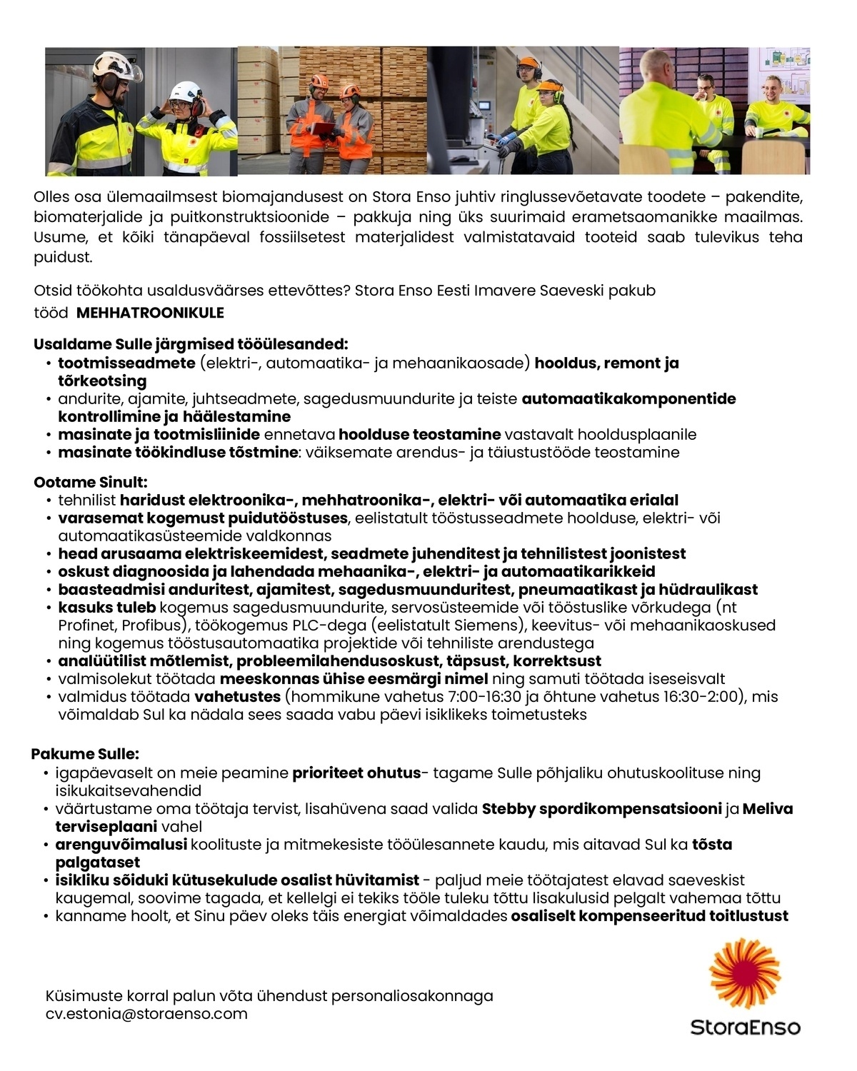 Stora Enso Eesti AS Mehhatroonik