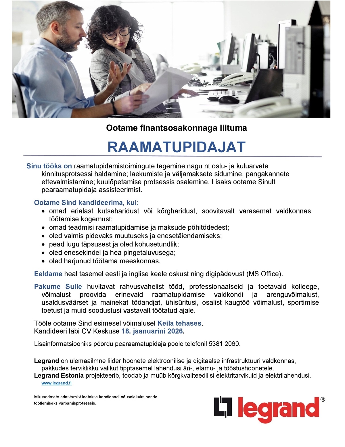 Legrand Estonia OÜ Raamatupidaja