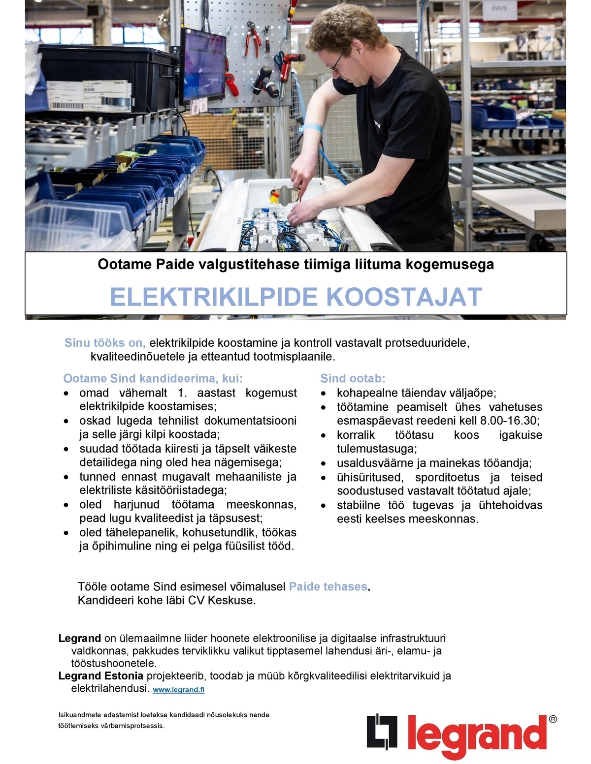 Legrand Estonia OÜ ELEKTRIKILPIDE KOOSTAJA