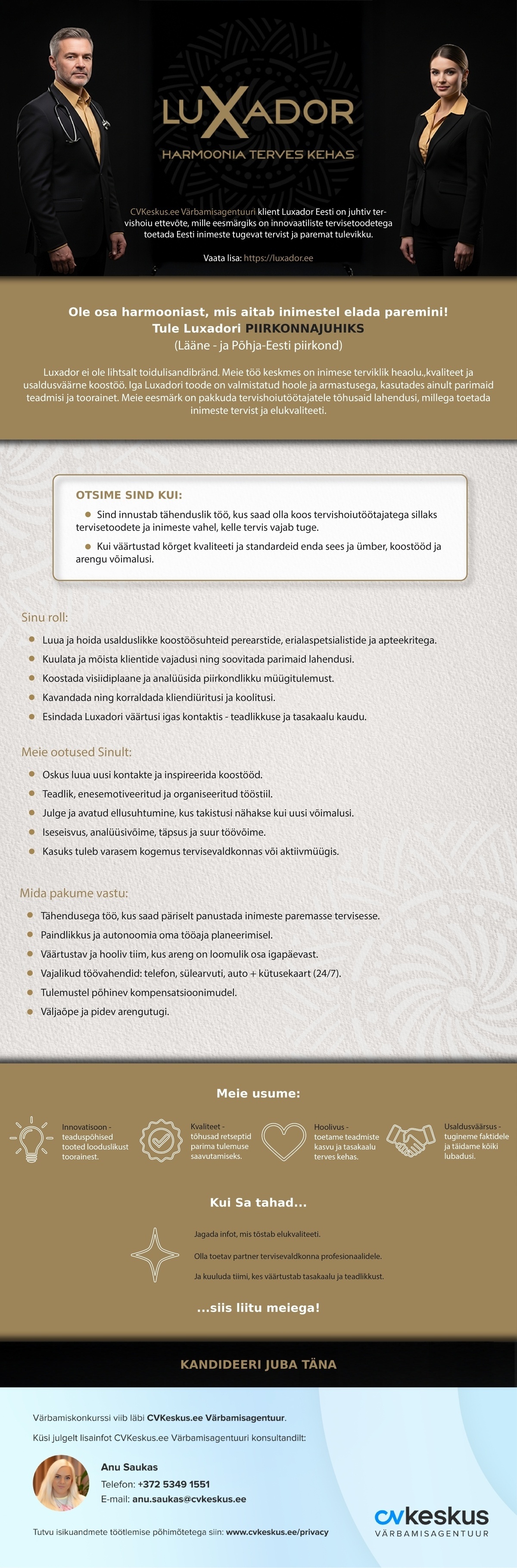 Luxador OÜ PIIRKONNAJUHT (Lääne- ja Põhja-Eesti piirkond)