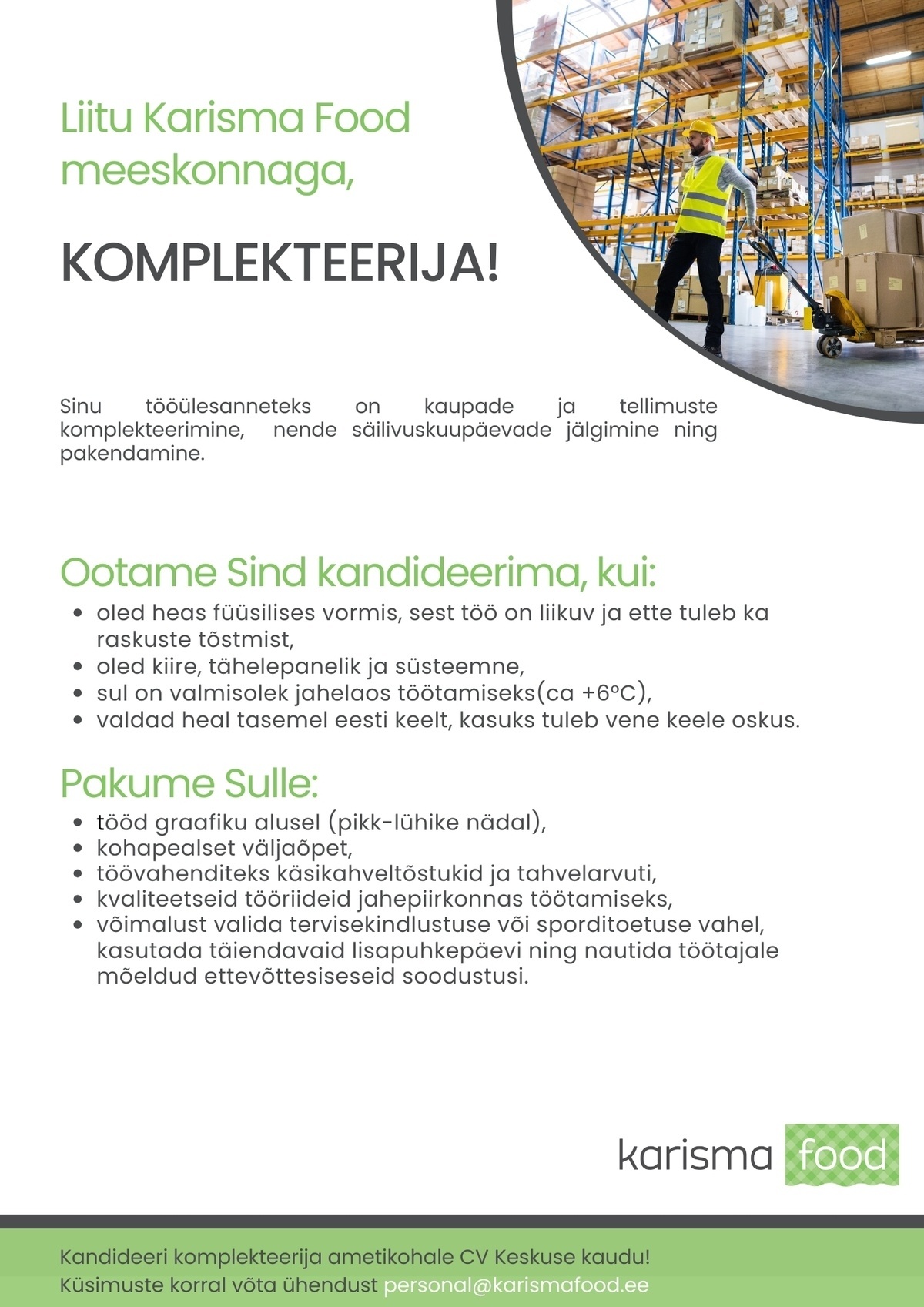 Karisma Food OÜ Komplekteerija