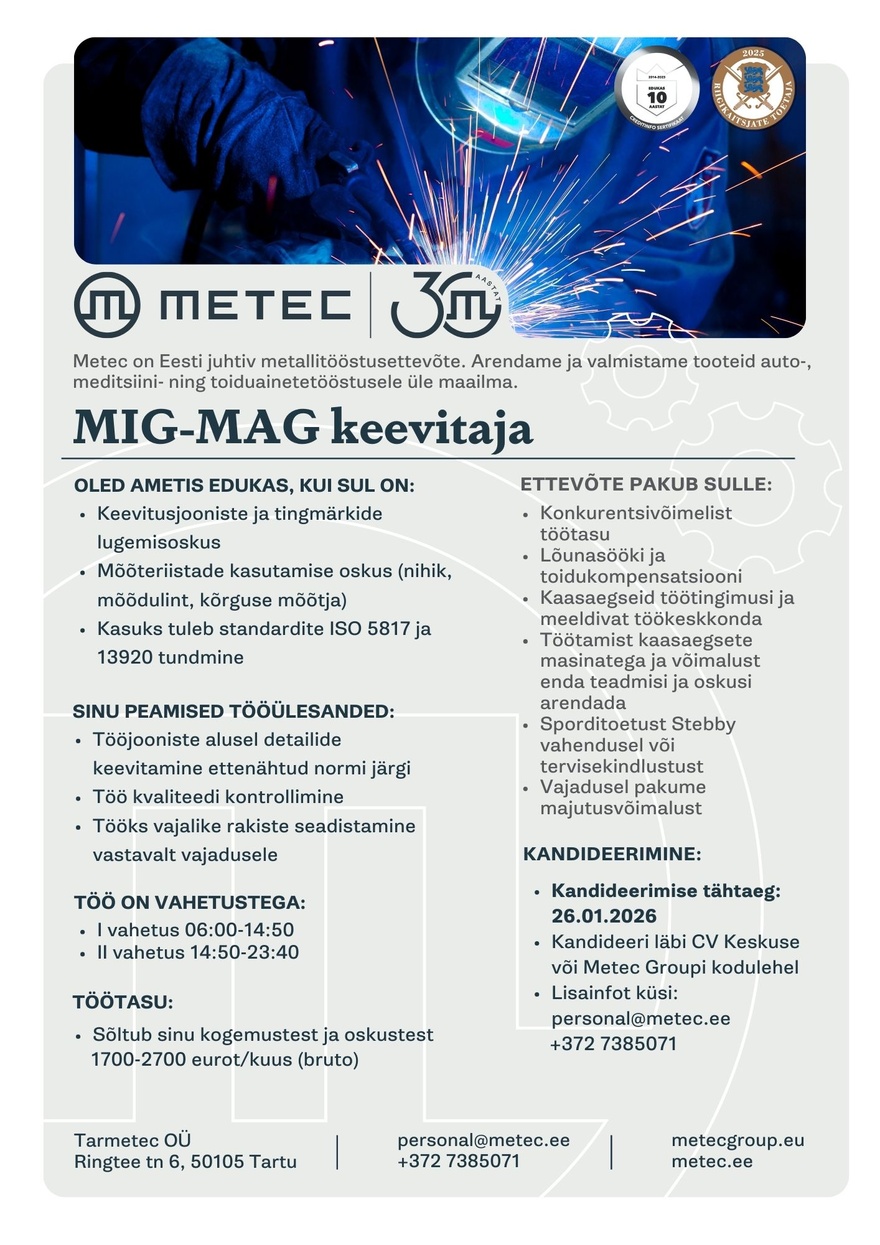 Tarmetec OÜ MIG-MAG keevitaja
