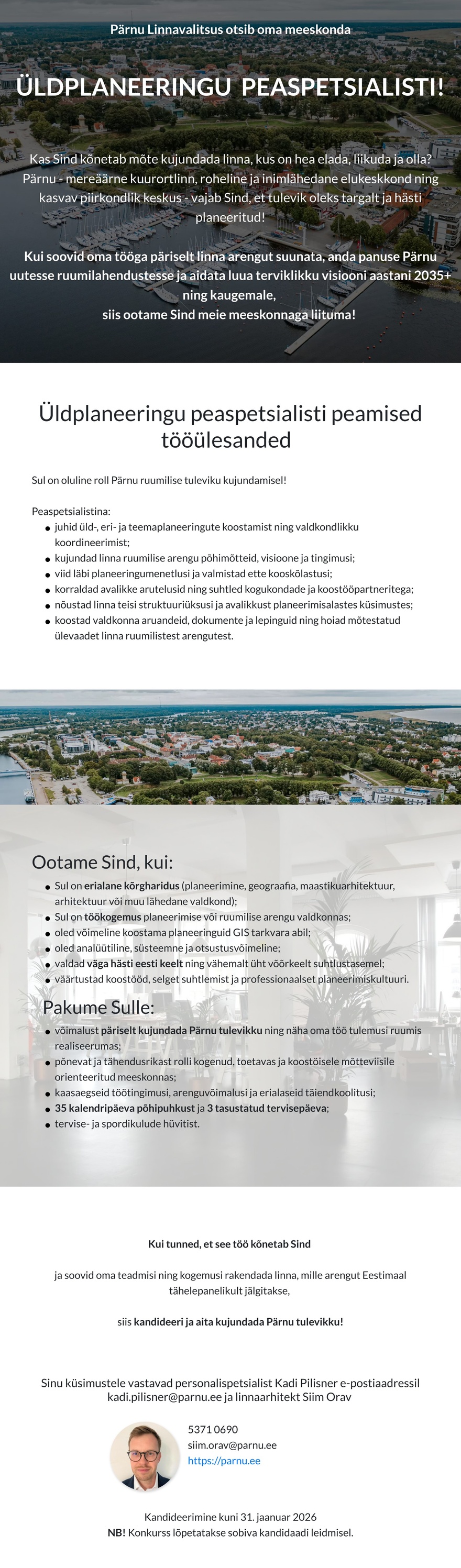 Pärnu Linnavalitsus Üldplaneeringu peaspetsialist