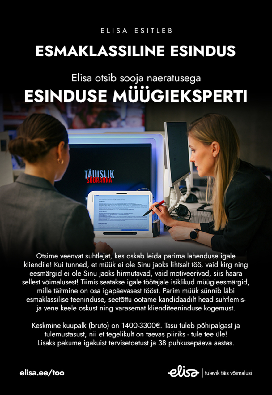 Elisa Eesti AS ESINDUSE MÜÜGIEKSPERT (TALLINN)