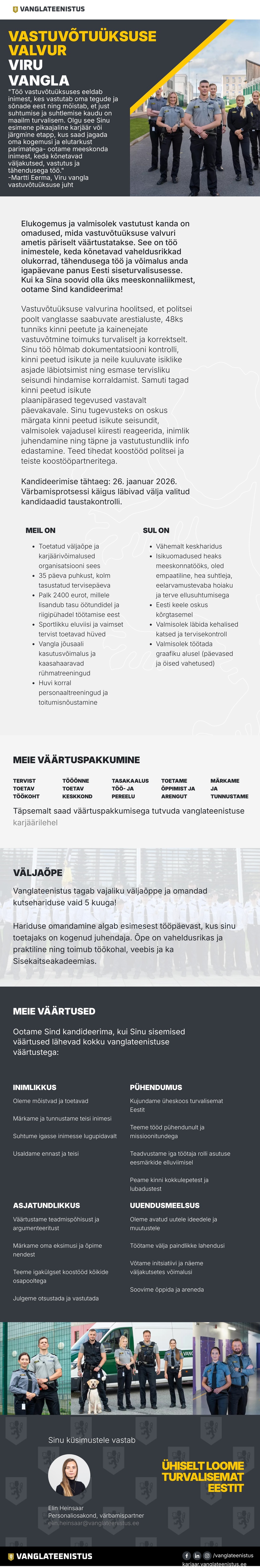 Viru vangla Vastuvõtuüksuse valvur