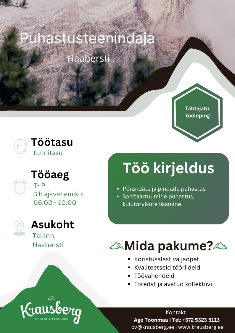 Krausberg Eesti OÜ Puhastusteenindaja (osaline tööaeg, hommikul)