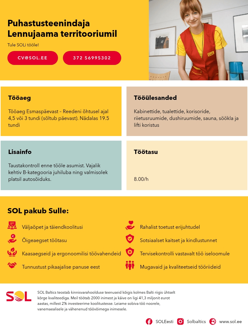 SOL Baltics OÜ Puhastusteenindaja Lennujaama territooriumil