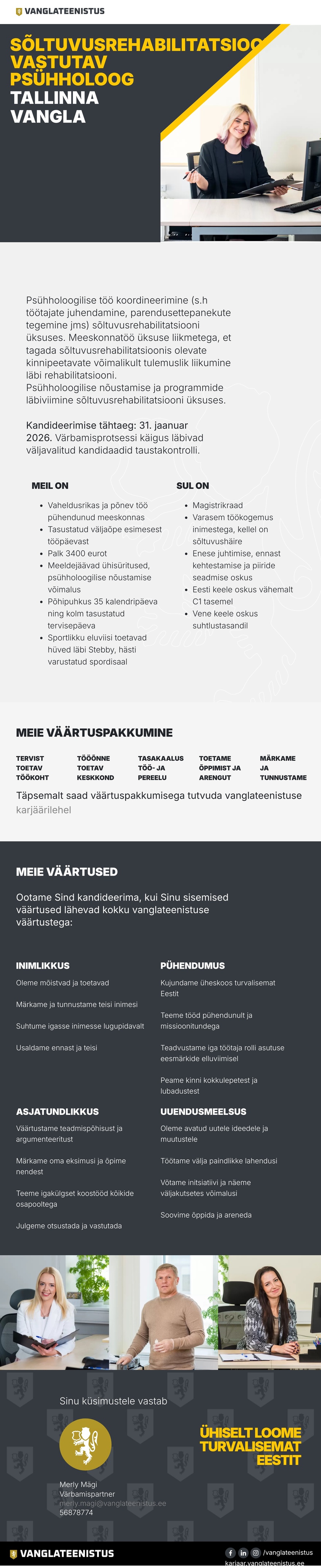 Tallinna vangla Sõltuvusrehabilitatsiooni vastutav psühholoog