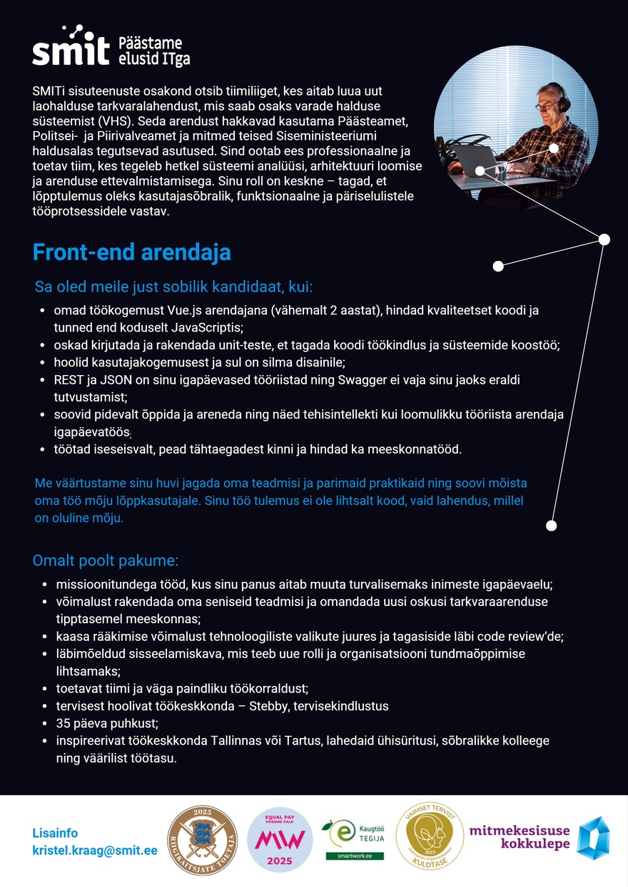 Siseministeeriumi infotehnoloogia- ja arenduskeskus Front-End arendaja_sisuteenused