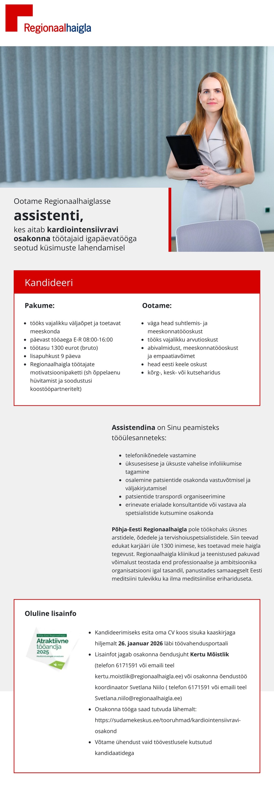 Põhja-Eesti Regionaalhaigla Assistent kardiointensiivravi osakonda