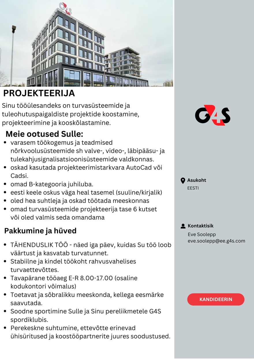 AS G4S Eesti PROJEKTEERIJA