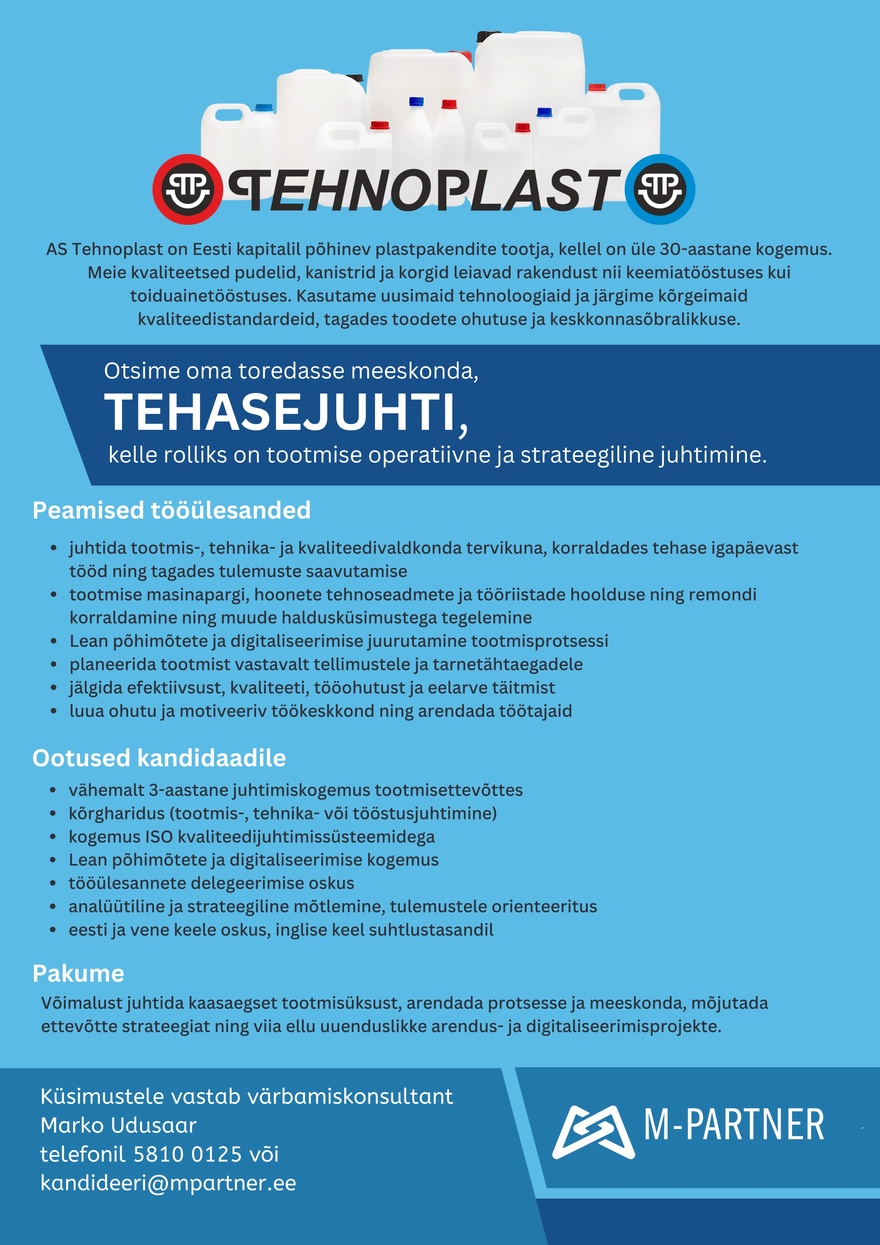 M-Partner HR Tehasejuht