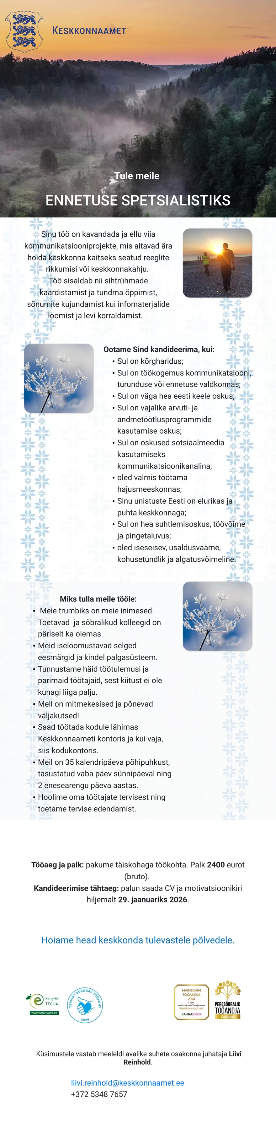 Keskkonnaamet ENNETUSE SPETSIALIST