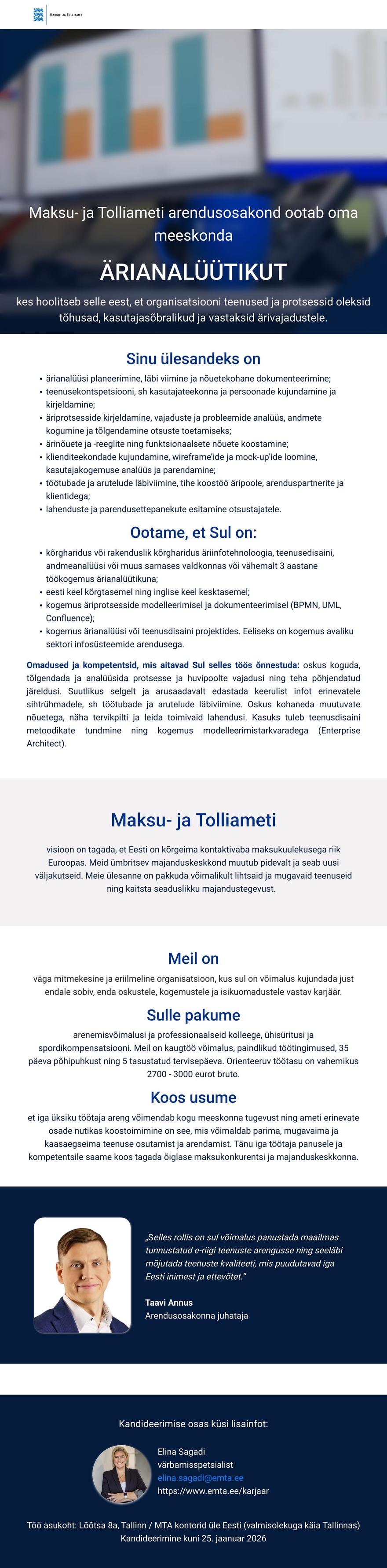 Maksu- ja Tolliamet Ärianalüütik