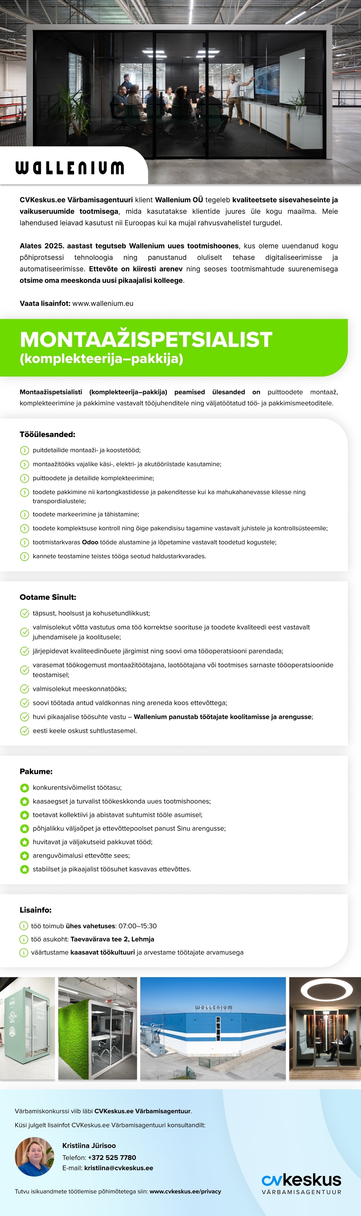 CVKeskus.ee Värbamisagentuur Montaažispetsialist (komplekteerija–pakkija)