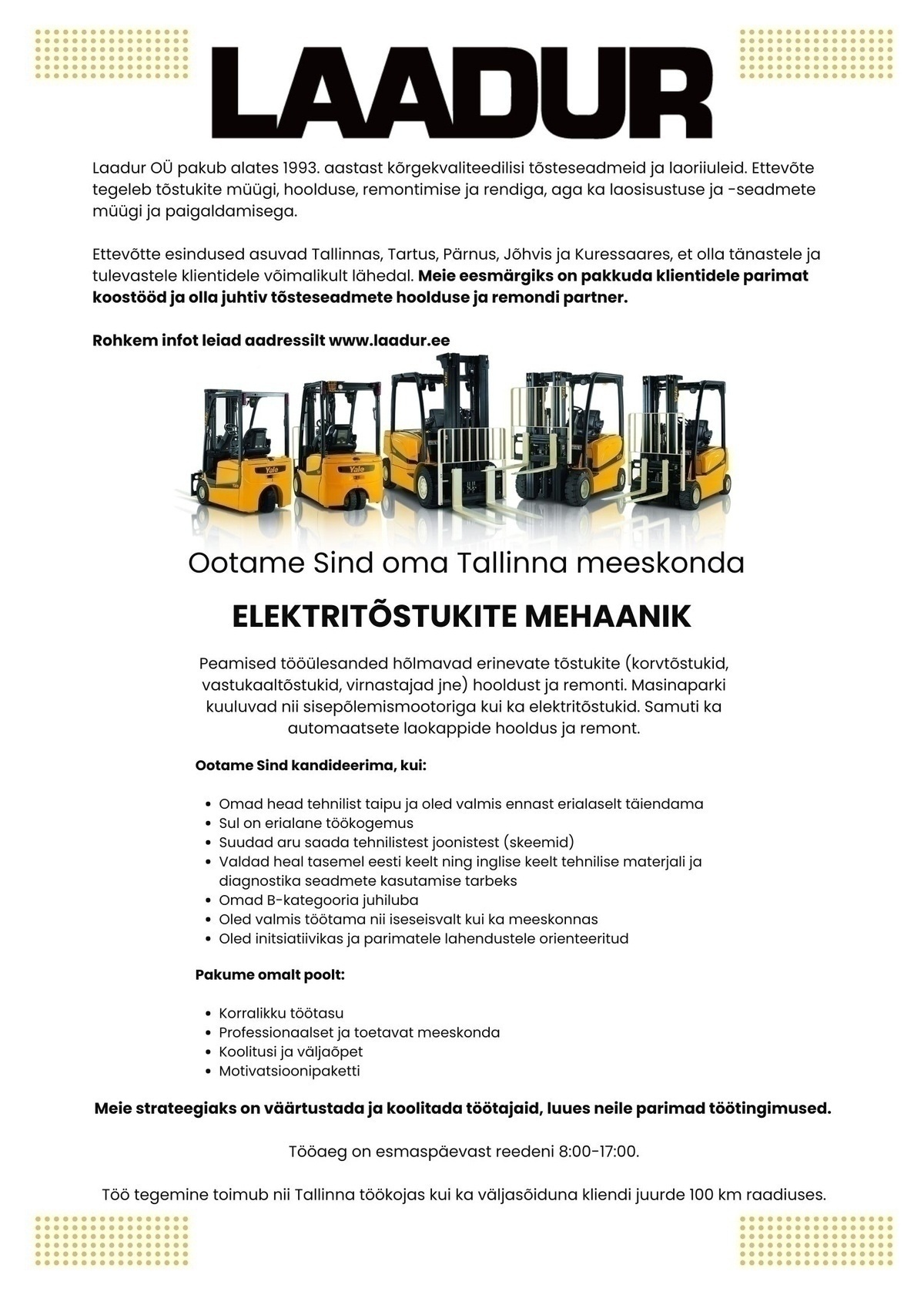 Laadur OÜ Elektritõstukite mehaanik