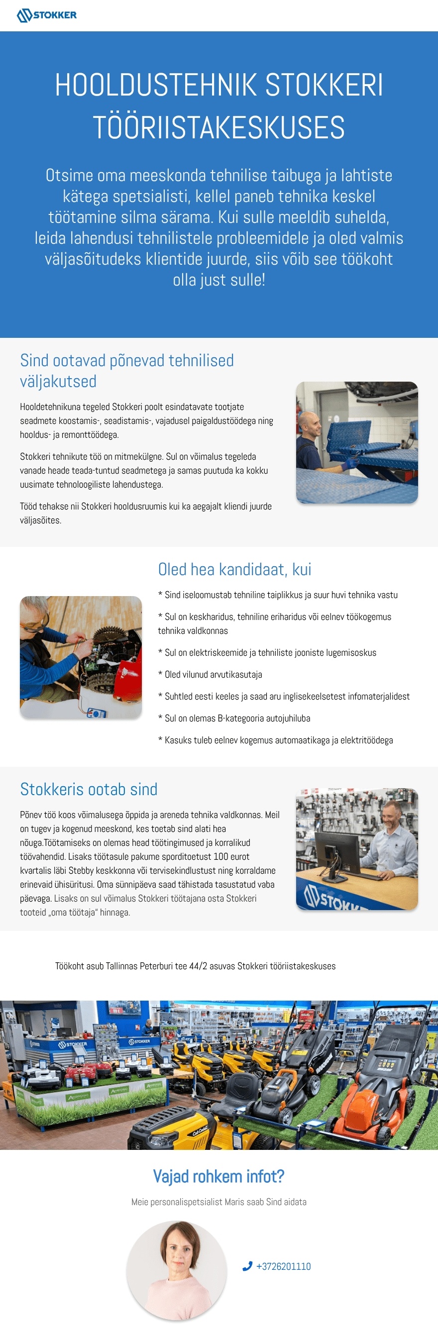 Stokker AS Hooldustehnik Stokkeri tööriistakeskuses Tallinn