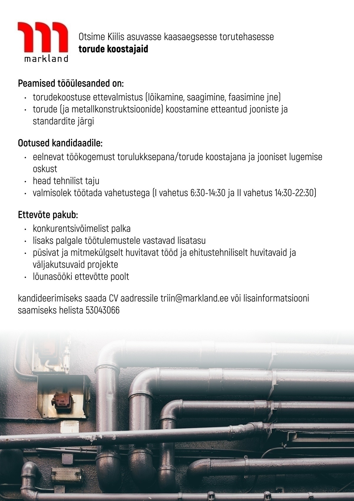 MARKLAND TRADE OÜ Torukoostespetsialist