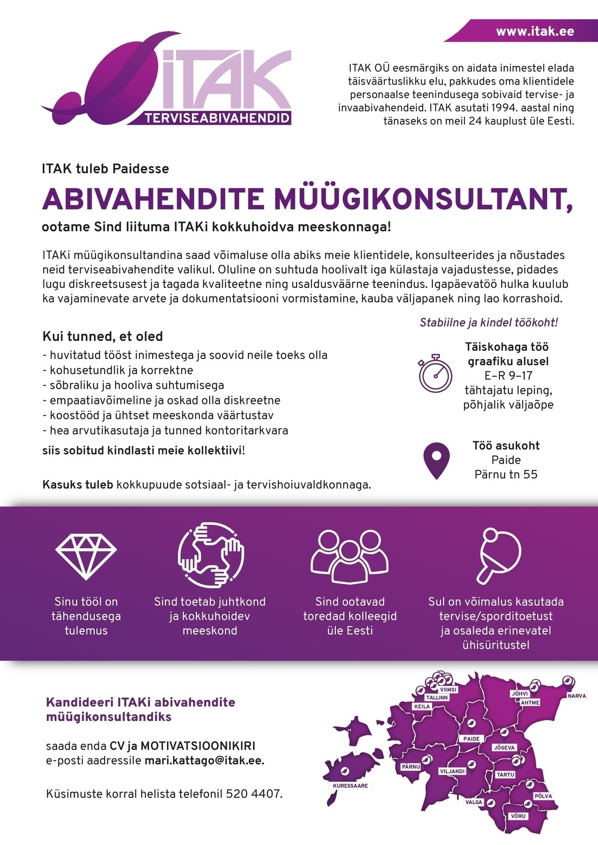 ITAK OÜ Klienditeenindaja Paide