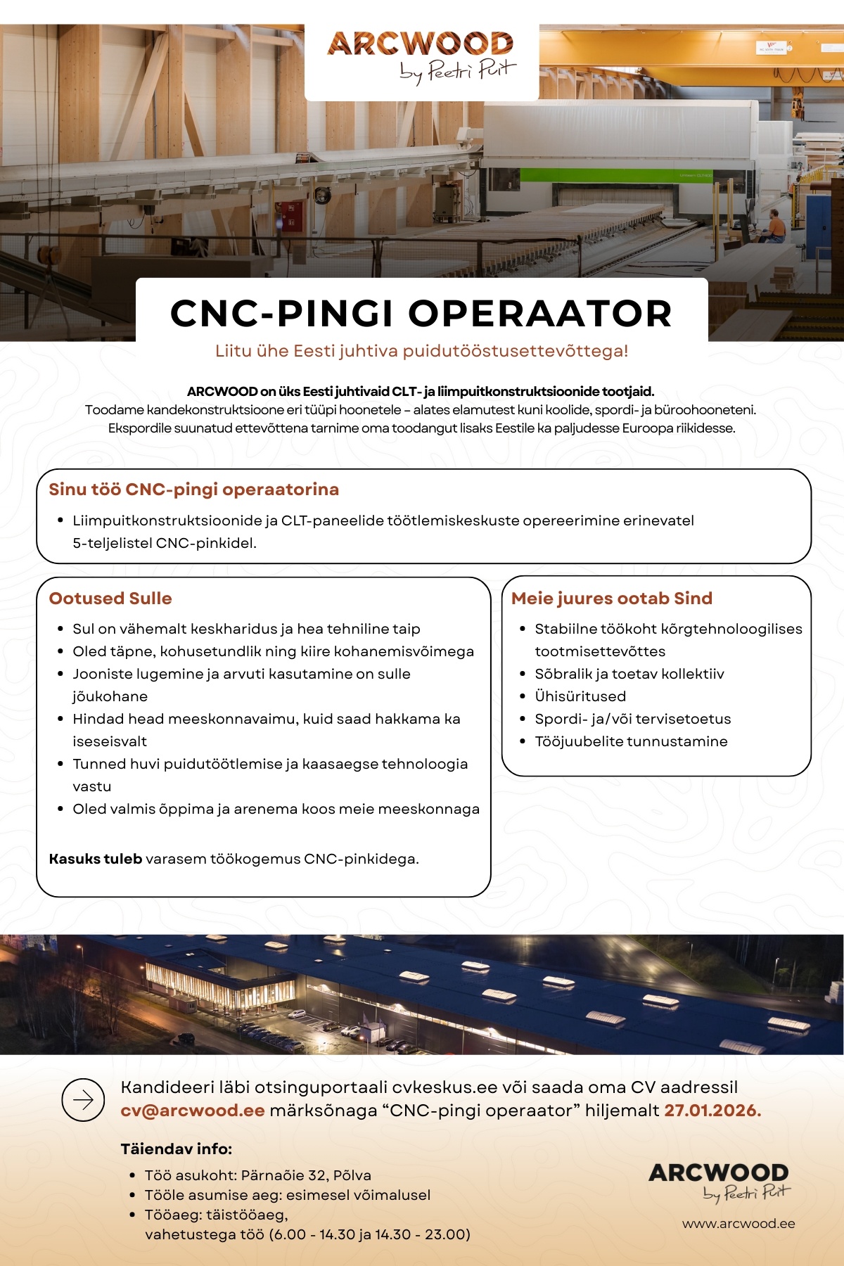 Peetri Puit OÜ CNC-pingi operaator