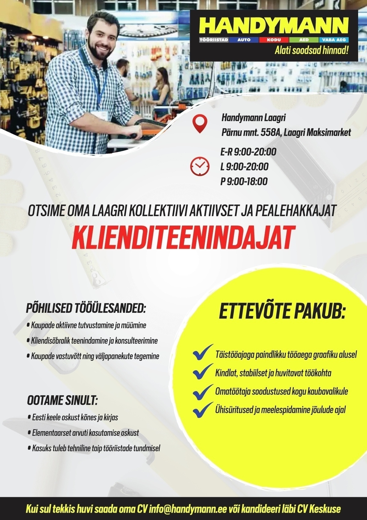 Handymann OÜ Klienditeenindaja Laagri Handymannis