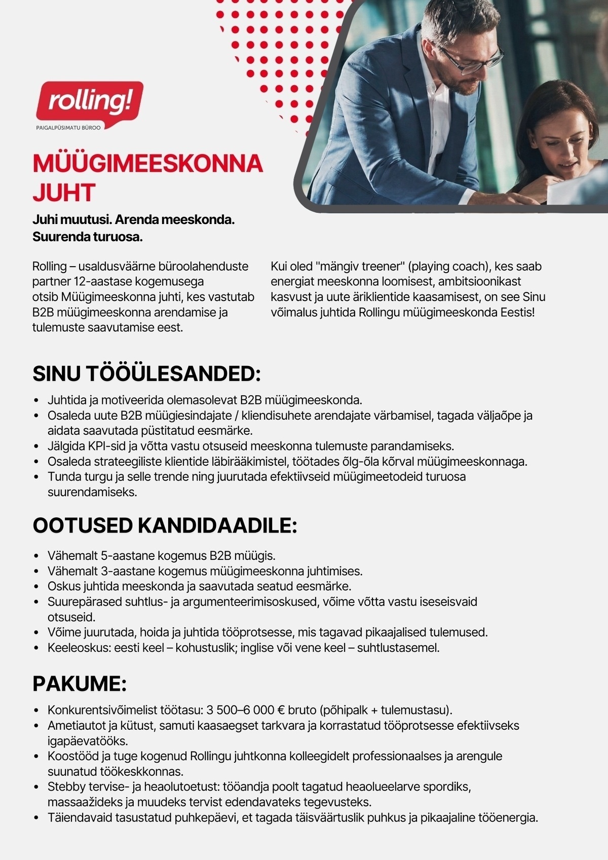 ROLLING OÜ MÜÜGIMEESKONNA JUHT