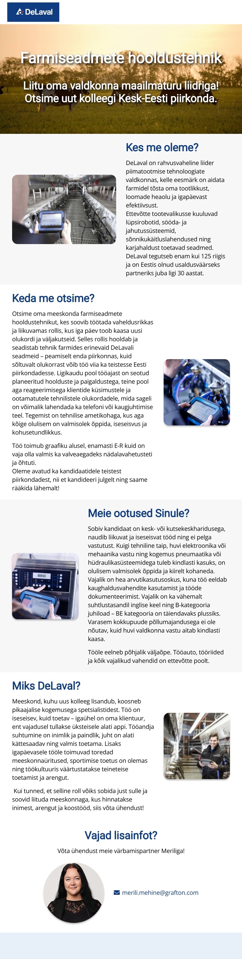 Grafton Estonia OÜ Farmiseadmete hooldustehnik Kesk-Eestis