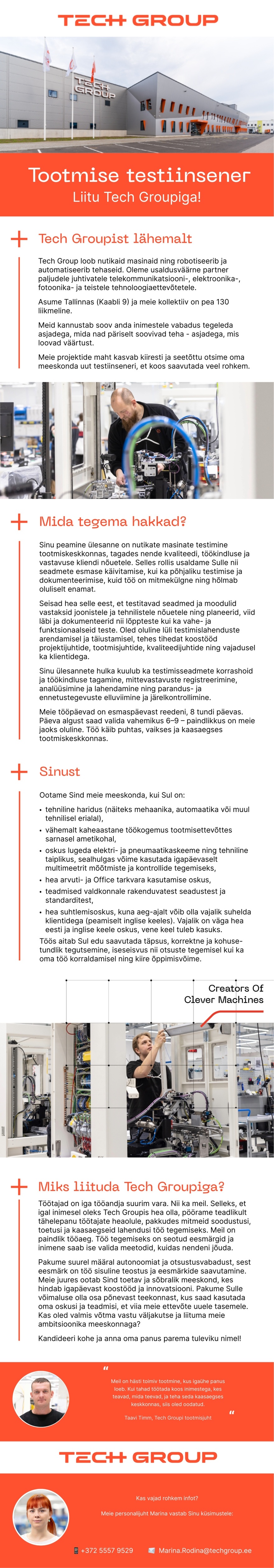Tech Group Tootmise testiinsener