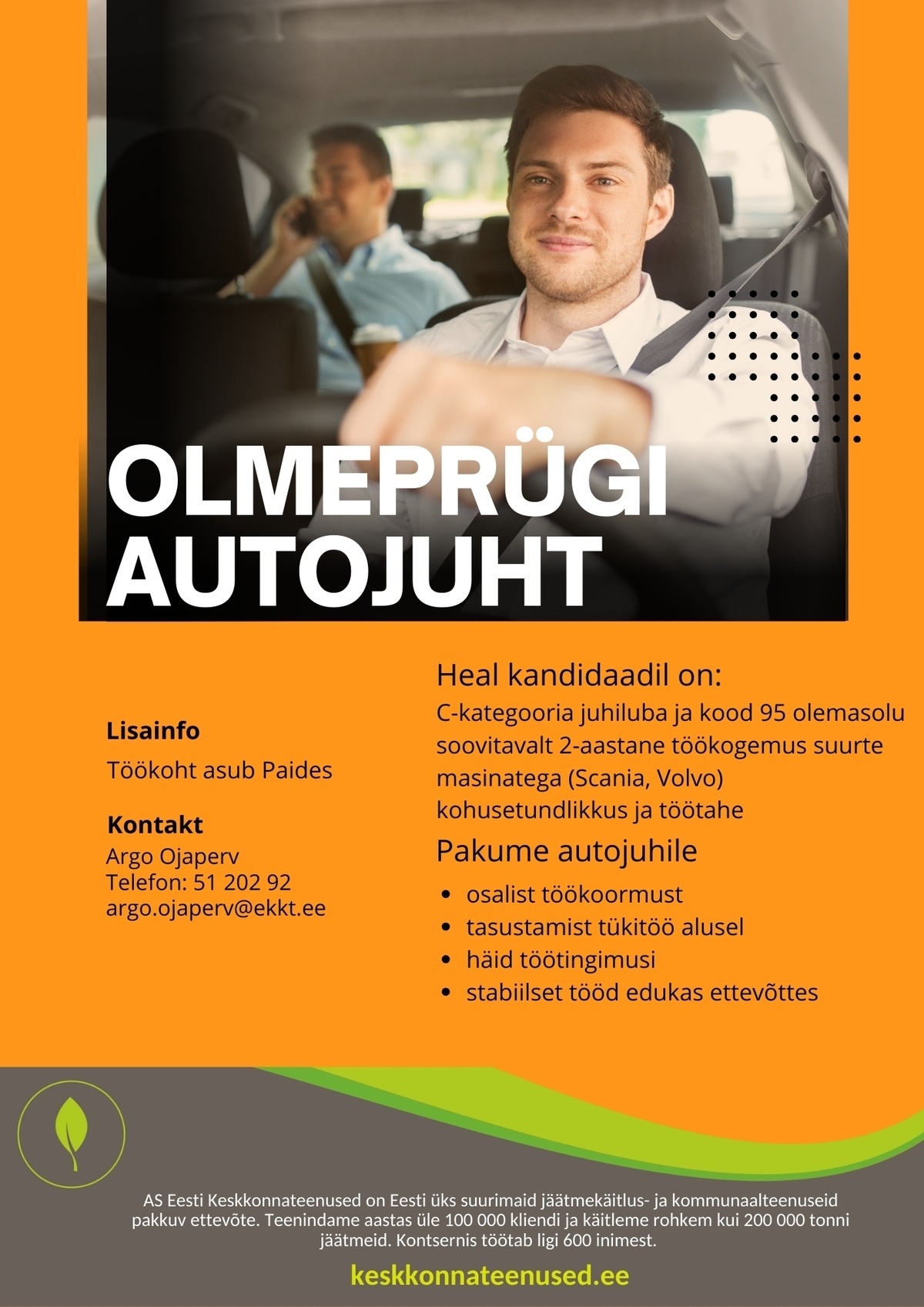 Eesti Keskkonnateenused AS Olmeprügi autojuht