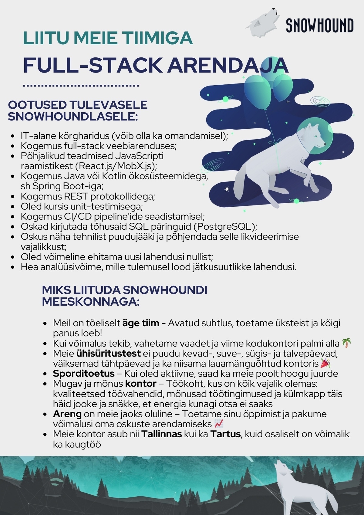 Snowhound OÜ Tarkvaraarendaja