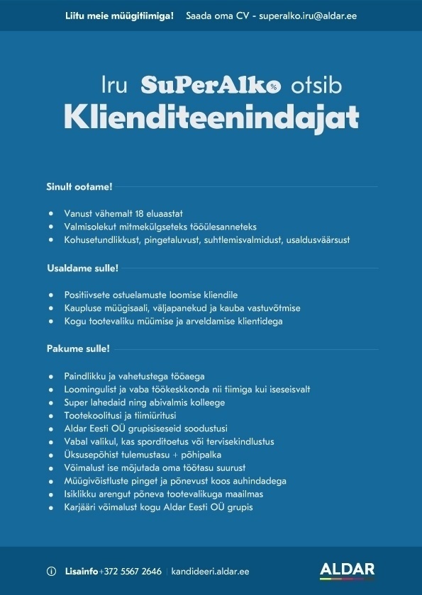 Aldar Eesti OÜ Klienditeenindaja Iru SuperAlkosse