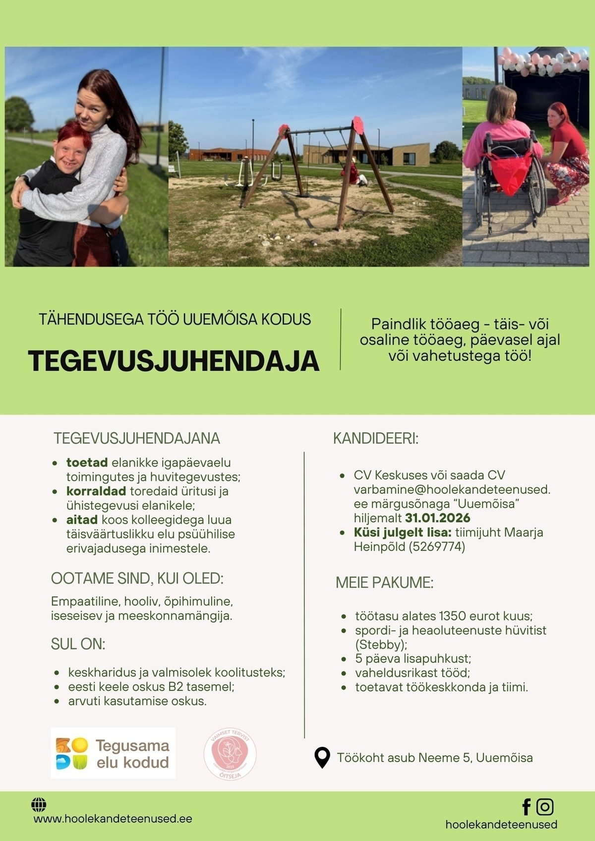 HOOLEKANDETEENUSED AS Tegevusjuhendaja Uuemõisa Kodus