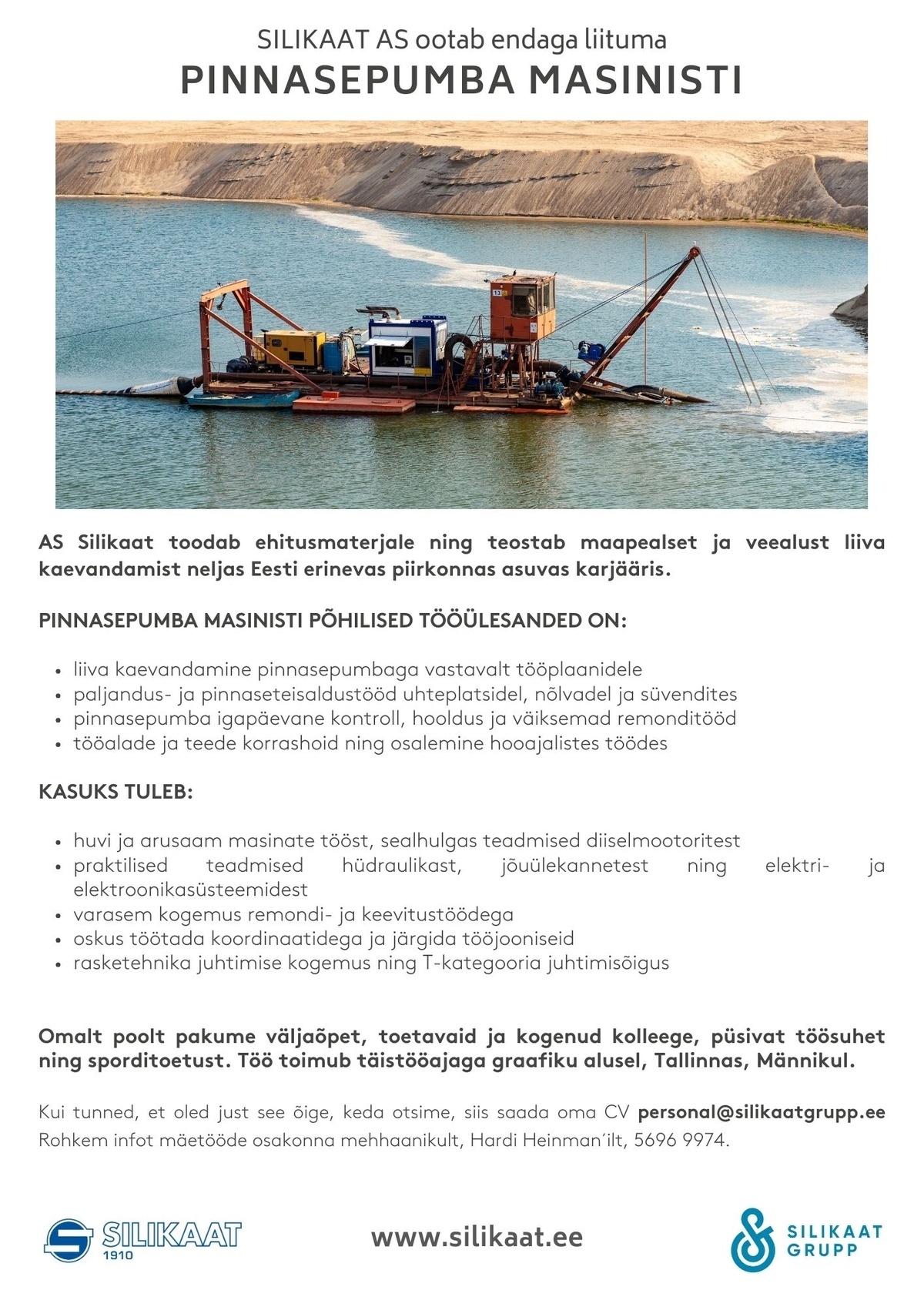 Silikaat AS Pinnasepumba masinist-buldooserijuht