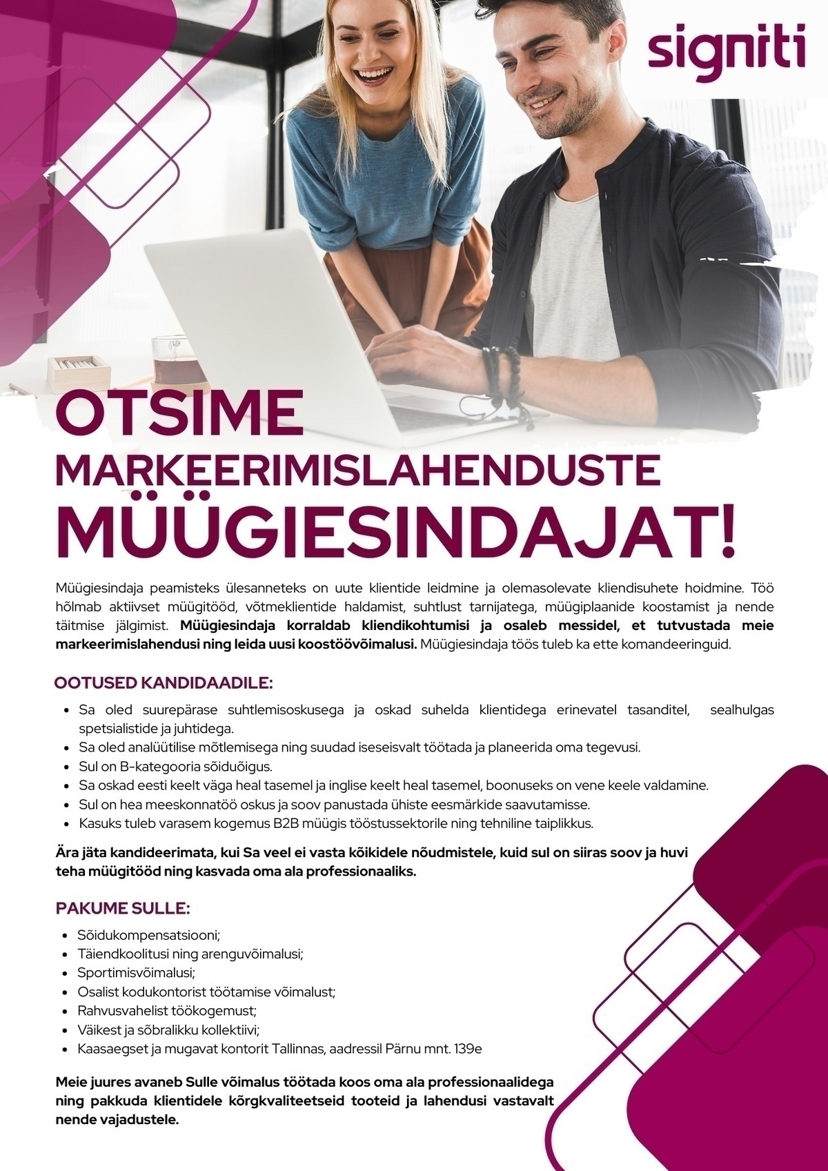 Signiti OÜ MARKEERIMISLAHENDUSTE MÜÜGIESINDAJA