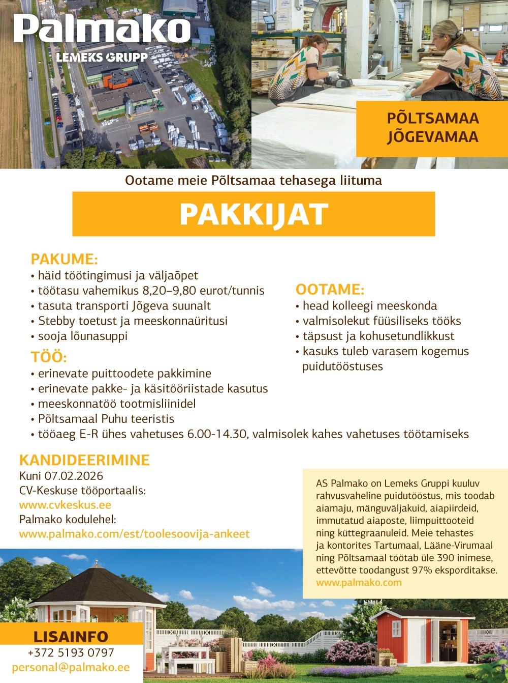 Palmako AS Pakkija Põltsamaa